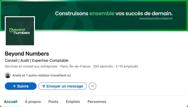 LinkedIn du cabinet Beyond Numbers