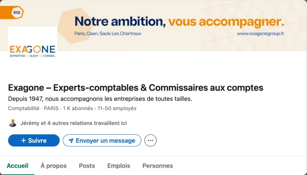 LinkedIn du cabinet Exagone